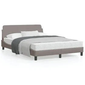 Bed frame with headboard in taupe gray fabric 140x190 cm by , Beds and slatted bases - Ref: Foro24-373169, Price: 147,14 €, D...