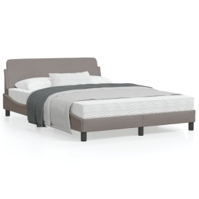 Estructura de cama con cabecero de tela gris taupe 140x190 cm