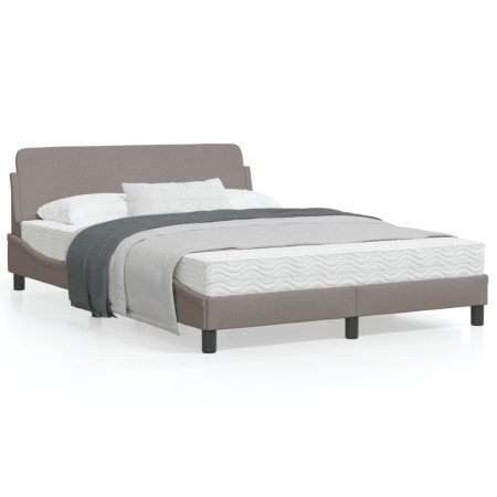 Bed frame with headboard in taupe gray fabric 140x190 cm by , Beds and slatted bases - Ref: Foro24-373169, Price: 149,45 €, D...