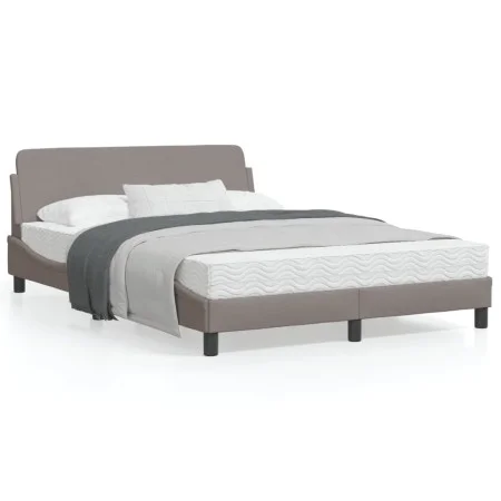 Bed frame with headboard in taupe gray fabric 140x190 cm by , Beds and slatted bases - Ref: Foro24-373169, Price: 147,14 €, D...