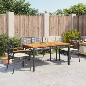 4-piece garden dining set with black synthetic rattan cushions by , Garden sets - Ref: Foro24-3213567, Price: 363,99 €, Disco...