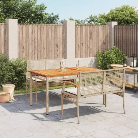 3-piece garden dining set with beige synthetic rattan cushions by , Garden sets - Ref: Foro24-3213584, Price: 384,95 €, Disco...