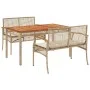 3-piece garden dining set with beige synthetic rattan cushions by , Garden sets - Ref: Foro24-3213584, Price: 384,95 €, Disco...