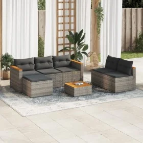 Garden sofa and cushion set 5 pieces gray acacia synthetic rattan by , Garden sets - Ref: Foro24-3213538, Price: 435,89 €, Di...