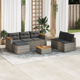 Set sofás jardín y cojines 5 pzas ratán sintético acacia gris de , Conjuntos de jardín - Ref: Foro24-3213538, Precio: 411,67 ...