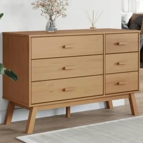 OLDEN bedside table solid brown pine wood by , Drawers - Ref: Foro24-358591, Price: 208,69 €, Discount: %