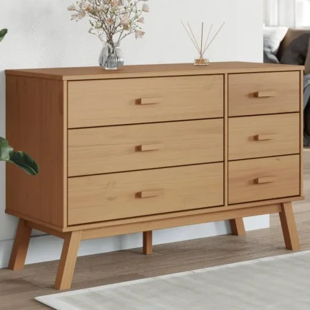 OLDEN bedside table solid brown pine wood by , Drawers - Ref: Foro24-358591, Price: 208,69 €, Discount: %