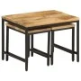 Stapelbare Tische, 3-teilig, aus massivem, rauem Mangoholz und Eisen von , Seitentische - Ref: Foro24-372731, Preis: 59,56 €,...