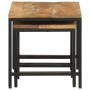 Stackable tables 3 pieces solid rough mango wood and iron by , Side tables - Ref: Foro24-372731, Price: 74,61 €, Discount: %