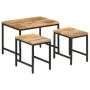 Stapelbare Tische, 3-teilig, aus massivem, rauem Mangoholz und Eisen von , Seitentische - Ref: Foro24-372731, Preis: 59,56 €,...