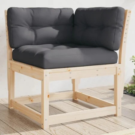 Corner garden sofa with pine wood cushions 73x73x78 cm by , Outdoor sofas - Ref: Foro24-844684, Price: 85,49 €, Discount: %