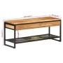 Schuhbank aus massivem Akazienholz und Eisen, 110 x 35 x 45 cm von , Schuhregale und Schuhorganisatoren - Ref: Foro24-372744,...