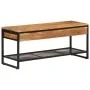 Schuhbank aus massivem Akazienholz und Eisen, 110 x 35 x 45 cm von , Schuhregale und Schuhorganisatoren - Ref: Foro24-372744,...