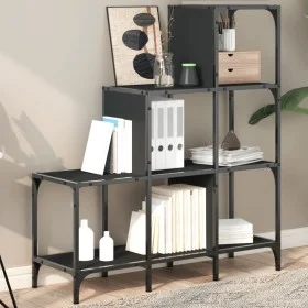 Regal aus Holzwerkstoff und schwarzem Metall, 92 x 30 x 102 cm von , Bücherregale und Regale - Ref: Foro24-845436, Preis: 64,...