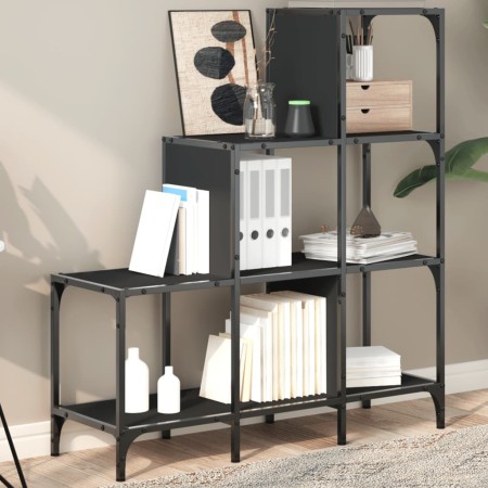 Regal aus Holzwerkstoff und schwarzem Metall, 92 x 30 x 102 cm von , Bücherregale und Regale - Ref: Foro24-845436, Preis: 65,...