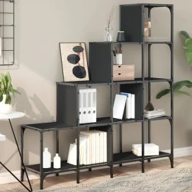 Estantería de madera de ingeniería y metal negro 122x30x132 cm de , Librerías y estanterías - Ref: Foro24-845441, Precio: 90,...