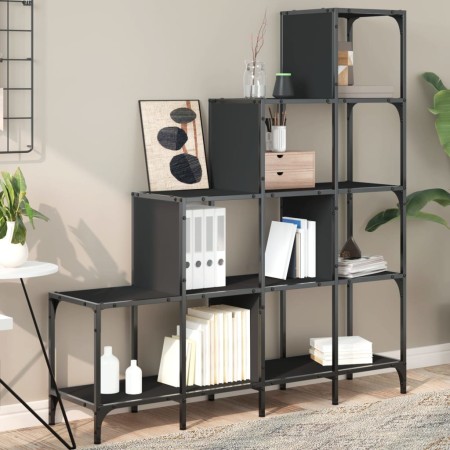 Regal aus Holzwerkstoff und schwarzem Metall, 122 x 30 x 132 cm von , Bücherregale und Regale - Ref: Foro24-845441, Preis: 91...