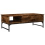 Engineered wood coffee table metal smoke oak 100x50x35 cm by , Coffee table - Ref: Foro24-845393, Price: 66,86 €, Discount: %