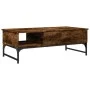 Engineered wood coffee table metal smoke oak 100x50x35 cm by , Coffee table - Ref: Foro24-845393, Price: 66,05 €, Discount: %