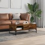 Engineered wood coffee table metal smoke oak 100x50x35 cm by , Coffee table - Ref: Foro24-845393, Price: 66,86 €, Discount: %