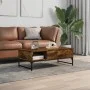 Engineered wood coffee table metal smoke oak 100x50x35 cm by , Coffee table - Ref: Foro24-845393, Price: 66,05 €, Discount: %