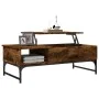 Engineered wood coffee table metal smoke oak 100x50x35 cm by , Coffee table - Ref: Foro24-845393, Price: 66,05 €, Discount: %