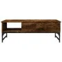 Engineered wood coffee table metal smoke oak 100x50x35 cm by , Coffee table - Ref: Foro24-845393, Price: 66,05 €, Discount: %