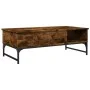 Engineered wood coffee table metal smoke oak 100x50x35 cm by , Coffee table - Ref: Foro24-845393, Price: 66,05 €, Discount: %