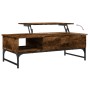 Engineered wood coffee table metal smoke oak 100x50x35 cm by , Coffee table - Ref: Foro24-845393, Price: 66,86 €, Discount: %