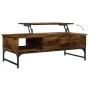 Engineered wood coffee table metal smoke oak 100x50x35 cm by , Coffee table - Ref: Foro24-845393, Price: 66,05 €, Discount: %