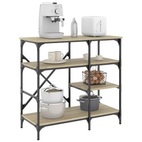 Kitchen shelving wood engineering metal oak 90x40x84 cm by , Kitchen utensil containers - Ref: Foro24-845422, Price: 77,66 €,...