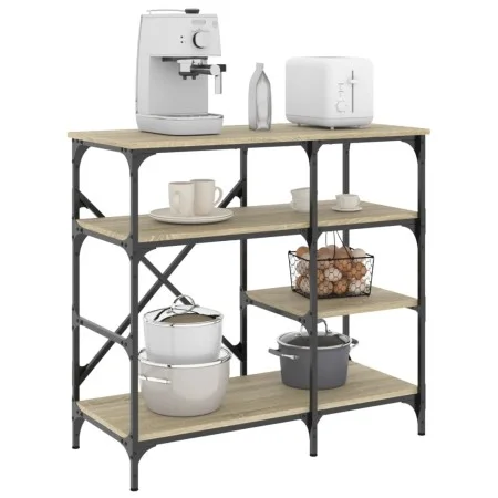 Küchenregal, Holztechnik, Metall, Eiche, 90 x 40 x 84 cm von , Behälter für Küchenutensilien - Ref: Foro24-845422, Preis: 76,...