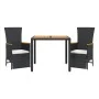 Set comedor de jardín 3 pzas con cojines ratán sintético negro de , Conjuntos de jardín - Ref: Foro24-3277503, Precio: 364,43...