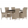 7-teiliges Garten-Essset mit beigen Kissen aus synthetischem Rattan von , Gartensets - Ref: Foro24-3277576, Preis: 868,27 €, ...