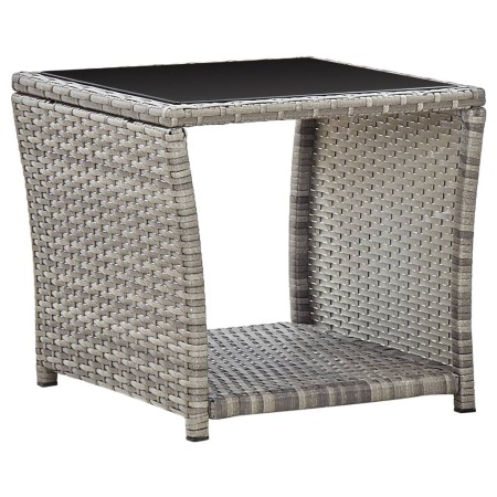 Couchtisch aus synthetischem Rattan und grauem Glas 45x45x40 cm von vidaXL, Gartentische - Ref: Foro24-46068, Preis: 62,28 €,...