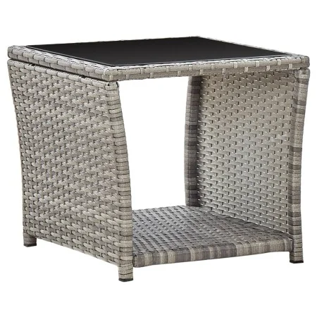 Mesa de centro de ratán sintético y vidrio gris 45x45x40 cm de vidaXL, Mesas de jardín - Ref: Foro24-46068, Precio: 59,83 €, ...