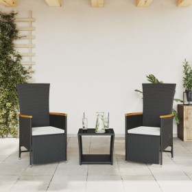 Set comedor de jardín 3 pzas con cojines ratán sintético negro de , Conjuntos de jardín - Ref: Foro24-3277543, Precio: 299,00...