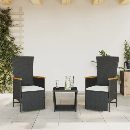 3-piece garden dining set with black synthetic rattan cushions by , Garden sets - Ref: Foro24-3277543, Price: 293,47 €, Disco...