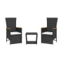 3-piece garden dining set with black synthetic rattan cushions by , Garden sets - Ref: Foro24-3277543, Price: 293,47 €, Disco...