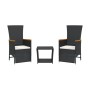 3-teilige Garten-Essgruppe mit schwarzen Kissen aus synthetischem Rattan von , Gartensets - Ref: Foro24-3277543, Preis: 299,0...