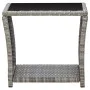 Mesa de centro de ratán sintético y vidrio gris 45x45x40 cm de vidaXL, Mesas de jardín - Ref: Foro24-46068, Precio: 59,83 €, ...
