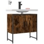 Waschbeckenschrank aus Holzwerkstoff, geräucherte Eiche, 60 x 33 x 60 cm von , Schminktische - Ref: Foro24-842458, Preis: 45,...