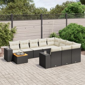 Set de sofás de jardín 11 pzas y cojines ratán sintético negro de , Conjuntos de jardín - Ref: Foro24-3257960, Precio: 641,36...