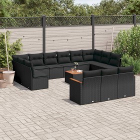 14-teiliges Gartensofa-Set mit schwarzen synthetischen Rattankissen von , Gartensets - Ref: Foro24-3226461, Preis: 874,44 €, ...
