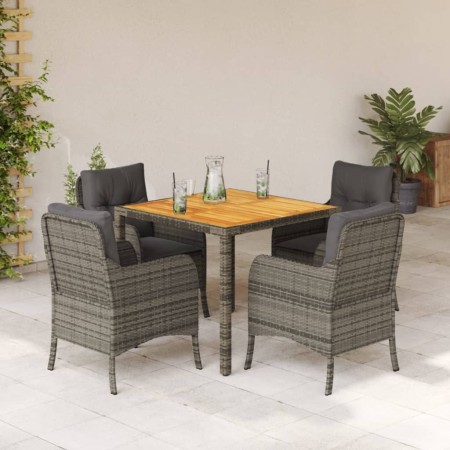 5-teiliges Garten-Essset mit grauen Kissen aus synthetischem Rattan von , Gartensets - Ref: Foro24-3211873, Preis: 567,82 €, ...