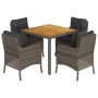 5-teiliges Garten-Essset mit grauen Kissen aus synthetischem Rattan von , Gartensets - Ref: Foro24-3211873, Preis: 567,82 €, ...