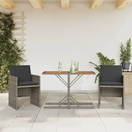 Sillas y mesita de jardín con cojines 3 piezas ratán PE gris de , Conjuntos de jardín - Ref: Foro24-365067, Precio: 172,16 €,...