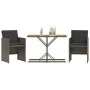 Gartenstühle und Tisch mit Kissen 3 Stück graues PE-Rattan von , Gartensets - Ref: Foro24-365067, Preis: 172,16 €, Rabatt: %