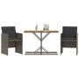 Gartenstühle und Tisch mit Kissen 3 Stück graues PE-Rattan von , Gartensets - Ref: Foro24-365067, Preis: 175,09 €, Rabatt: %