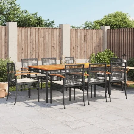 9-piece garden dining set and black synthetic rattan cushions by , Garden sets - Ref: Foro24-3213565, Price: 645,99 €, Discou...
